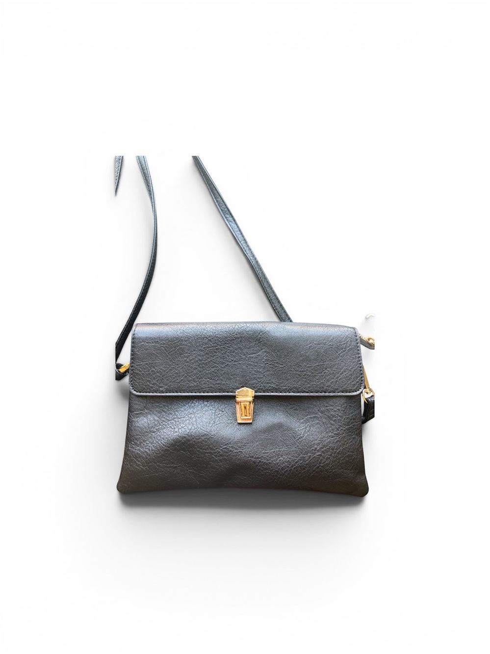 Classic Black Crossbody Bag with Gold Hardware leather